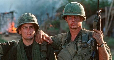 Platoon,  a harrowing tale of brotherhood forged in the crucible of war and starring the iconic Charlie Sheen!